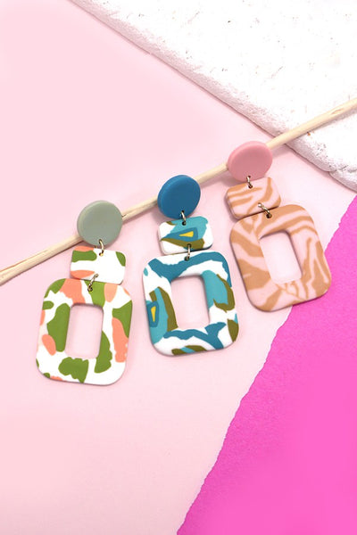 GEOMETRIC POLYMER CLAY DROP EARRINGS | 40E230