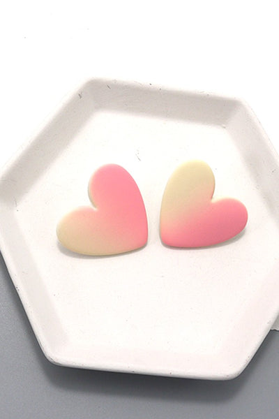 OMBRE HEART MATTE STUD EARRINGS | 10E3022311