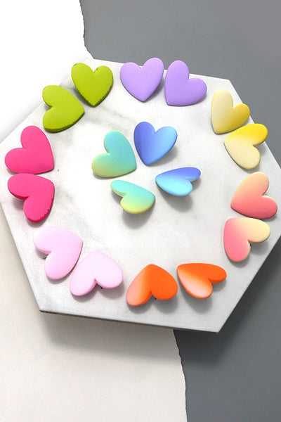 OMBRE HEART MATTE STUD EARRINGS | 10E3022311