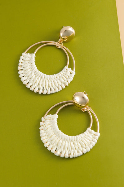 BOHO RAFFIA HOOP DROP EARRINGS | 10E3022338