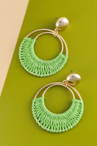 BOHO RAFFIA HOOP DROP EARRINGS | 10E3022338