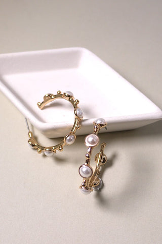 PEARL STUD HOOP EARRINGS | 31E23611