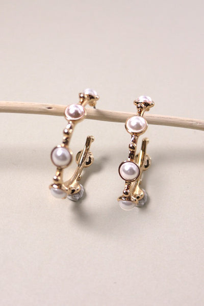 PEARL STUD HOOP EARRINGS | 31E23611