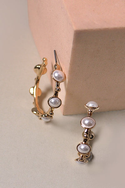 PEARL STUD HOOP EARRINGS | 31E23611