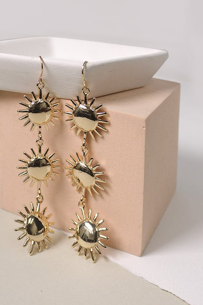 TRIPLE SUN STAR BURST DROP EARRINGS | 31E23589