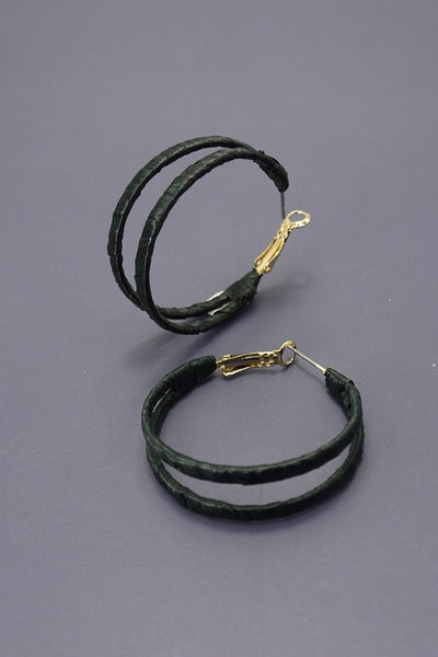 BOHO RAFFIA WRAPPED DOUBLE HOOP EARRINGS | 10E3021003