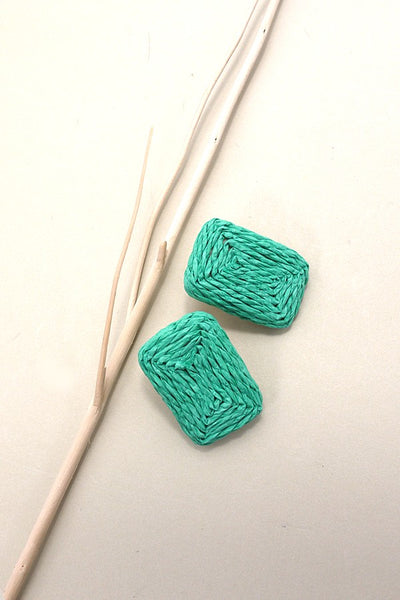 RECTANGLE STUD RAFFIA EARRING | 10E3021034