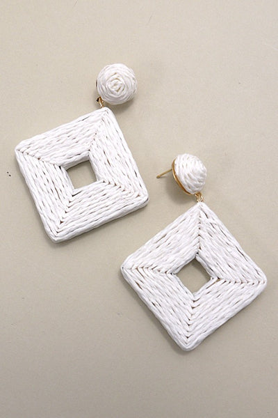 RAFFIA SQUARE DROP EARRINGS | 10E3021030