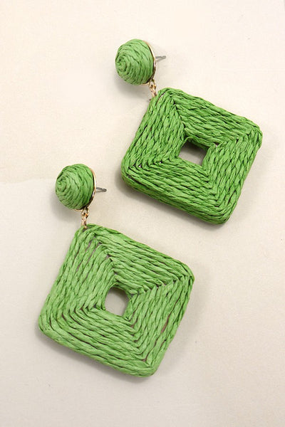 RAFFIA SQUARE DROP EARRINGS | 10E3021030