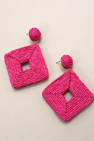 RAFFIA SQUARE DROP EARRINGS | 10E3021030