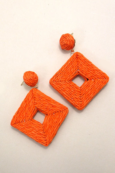 RAFFIA SQUARE DROP EARRINGS | 10E3021030