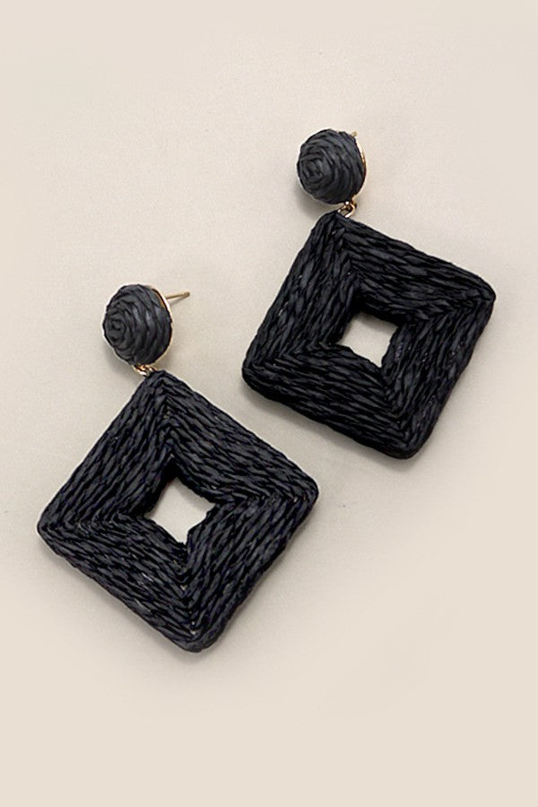 RAFFIA SQUARE DROP EARRINGS | 10E3021030