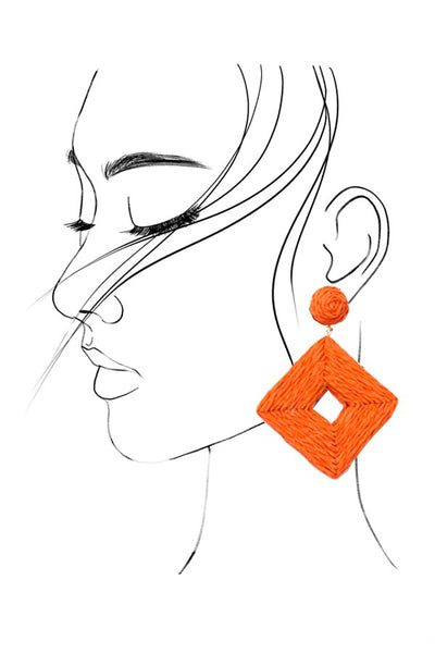 RAFFIA SQUARE DROP EARRINGS | 10E3021030