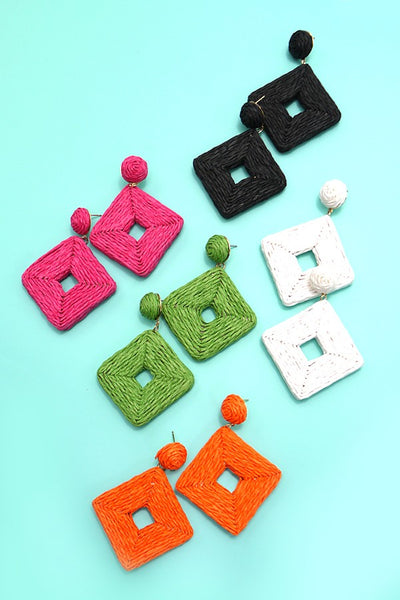 RAFFIA SQUARE DROP EARRINGS | 10E3021030