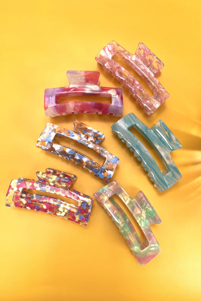 RECTANGLE COLORFUL CELLULOSE HAIR CLAW CLIP | 40H579