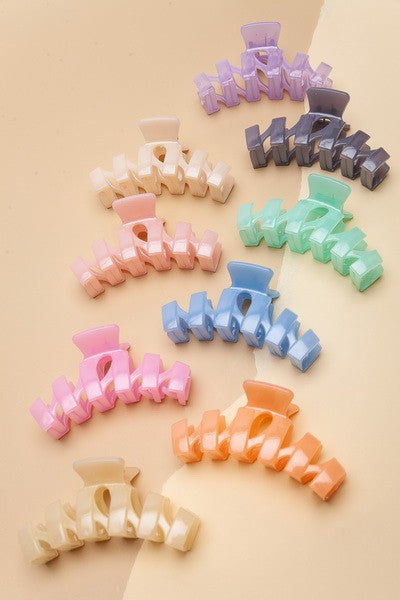 JUMBO GLOSSY WAIVY HAIR CLAW CLIPS | 40H584