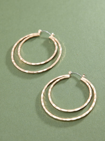 HAMMER DOUBLE FLAT HOOP EARRINGS | 80E486