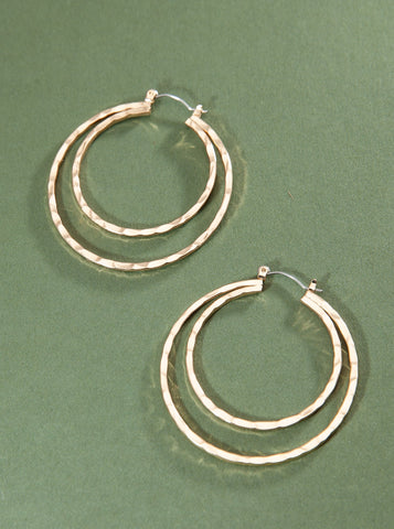 HAMMER DOUBLE FLAT HOOP EARRINGS | 80E486