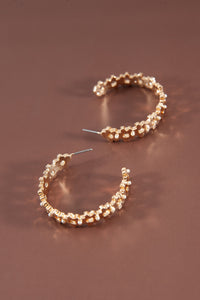 FLOWERED PEARL STUD HOOP EARRINGS | 31E23695