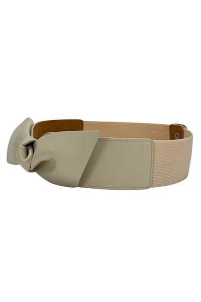 LEATHER BOW BUCKLE ELASTIC BAND WAIST BELT | 40BT623