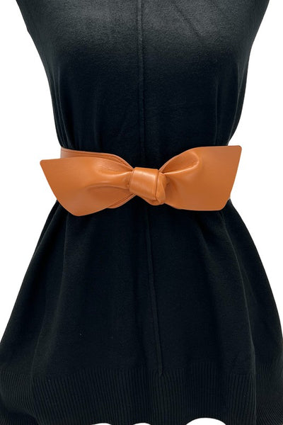 LEATHER BOW BUCKLE ELASTIC BAND WAIST BELT | 40BT623