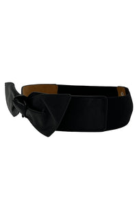 LEATHER BOW BUCKLE ELASTIC BAND WAIST BELT | 40BT623