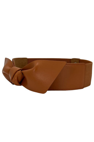 LEATHER BOW BUCKLE ELASTIC BAND WAIST BELT | 40BT623