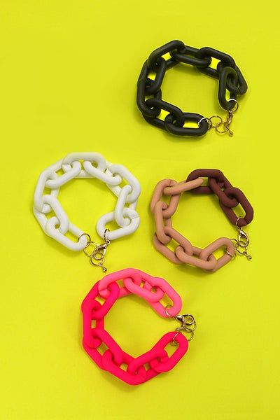 MATTE TWO TONED CHAINED BRACELET | 40B104