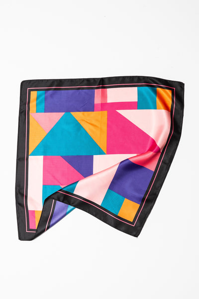 COLOR BLOCK SILKY FEEL BANDANA SCARF | 21SC380BLK