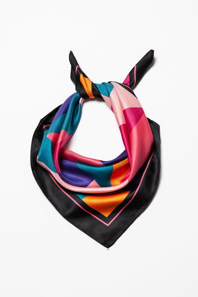 COLOR BLOCK SILKY FEEL BANDANA SCARF | 21SC380BLK