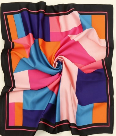 COLOR BLOCK SILKY FEEL BANDANA SCARF | 21SC380BLK