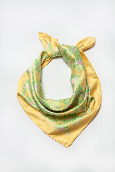 FLOWER SILKY FEEL BANDANA SCARF | 21SC353YEL