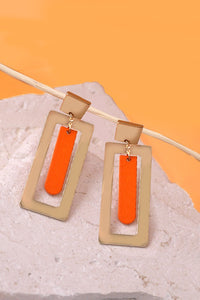 WOOD RECTANGLE GOLD DROP EARRINGS | 31E03634