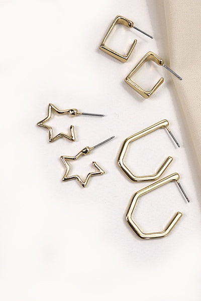 GEO STAR MINI HOOP EARRING SETS | 60E3091034