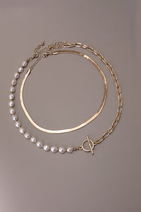 MIX PEARL LINK CHAIN MULTI LAYER NECKLACE | 10N3032438