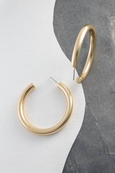 CLASSIC CHUNKY HOOP EARRINGS 1.75 INCH | 10E3032446