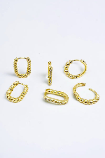 TRIO CLASSIC RHINESTONE HUGGIE EARRING SET | 10E3032512