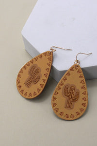 BOHO GENUINE LEATHER CACTUS DROP EARRINGS | 52E2110905