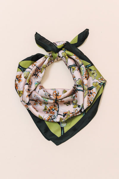 FLOWER SILKY FEEL BANDANA SCARF | 21SC396