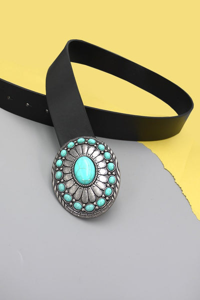 WESTERN TURQUOISE FASHION LEATHER BELT | 40BT625