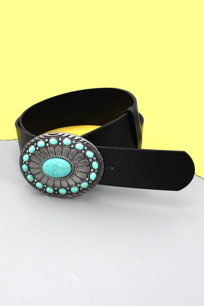 WESTERN TURQUOISE FASHION LEATHER BELT | 40BT625