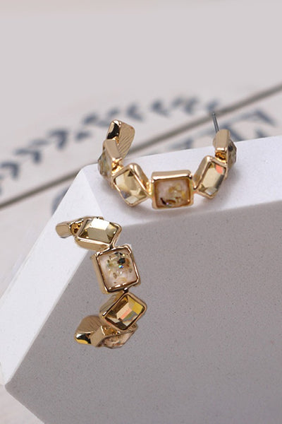 MULTI MIX STONE RHINESTONE HOOP EARRINGS | 80E778