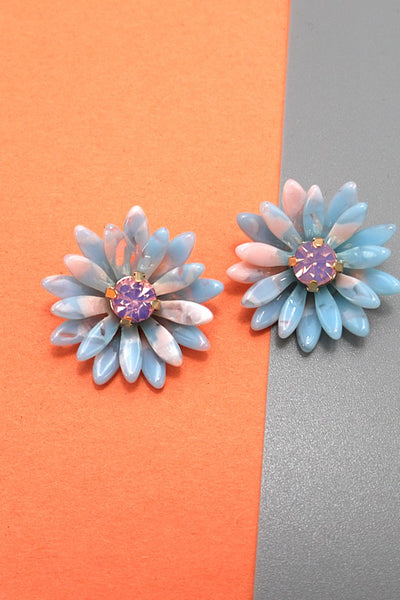 RESIN RHINESTONE DAISY STUD EARRINGS | 80E750