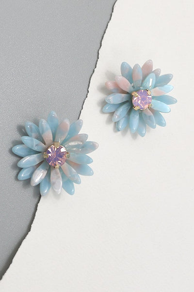 RESIN RHINESTONE DAISY STUD EARRINGS | 80E750