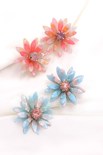 RESIN RHINESTONE DAISY STUD EARRINGS | 80E750