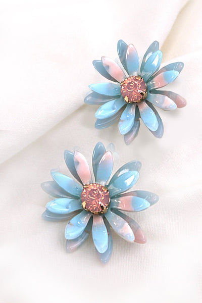 RESIN RHINESTONE DAISY STUD EARRINGS | 80E750