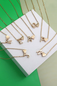 BRASS MONOGRAM INITIAL HEART CAHRM NECKLACE | 80N150