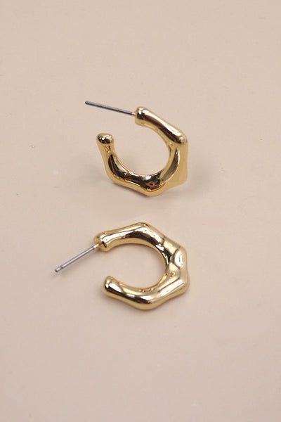 MINI GOLD BAMBOO HOOP EARRINGS | 10E3051205