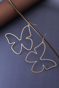 CUT OUT LARGE MATTE GOLD BUTTERFLY EARRINGS | 80E856