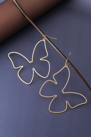 CUT OUT LARGE MATTE GOLD BUTTERFLY EARRINGS | 80E856